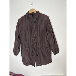 London Fog Coat Womens M Petite Brown 2 in 1 Overcoat Jacket Pockets